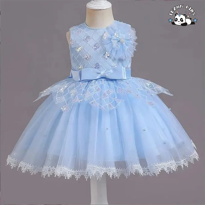 LEZONKIDS - Wholesale High Quality New Design Custom Color Size glitter lace Girl's Summer Dress for party